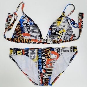 NWT CALVIN KLEIN Graffiti Logo Bikini size large